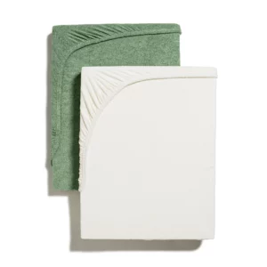 Lot 2 draps housses pour matelas à langer Vert / Blanc