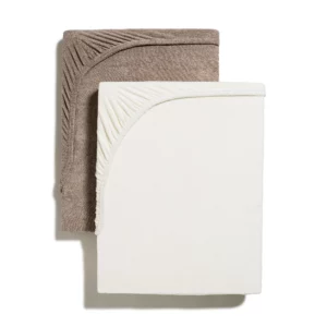 Lot 2 draps housses pour matelas à langer Chocolat / Blanc