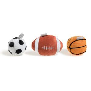 Lot de 3 peluches balles de sport