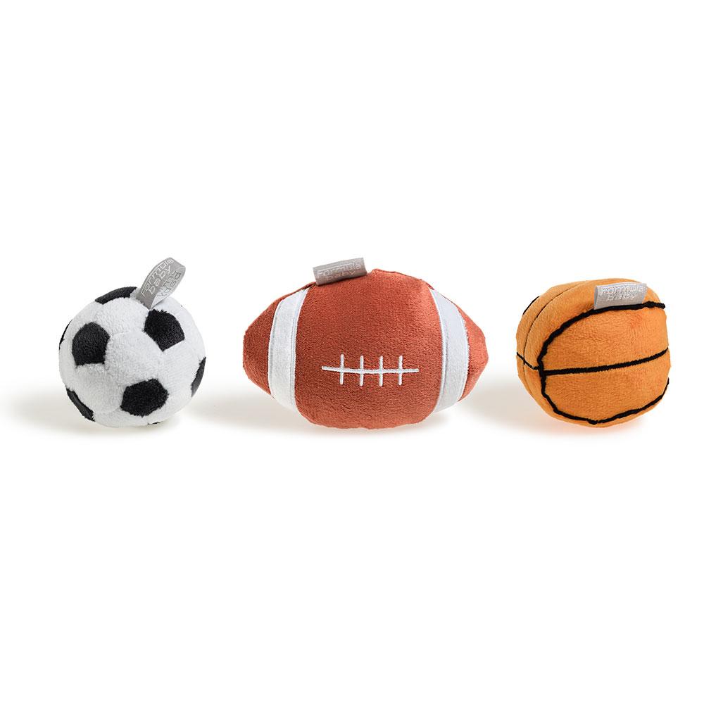 Lot de 3 peluches balles de sport
